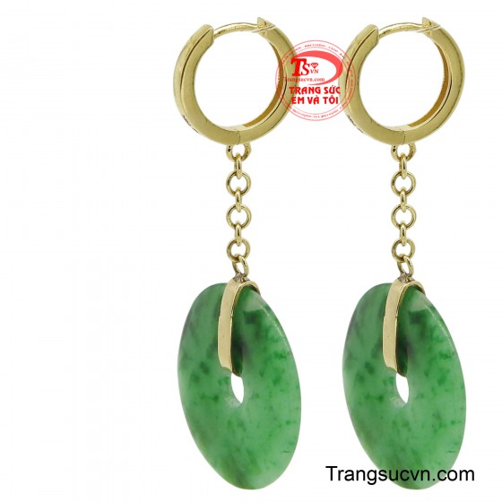 Hoa tai ngọc cẩm thạch vàng 14K