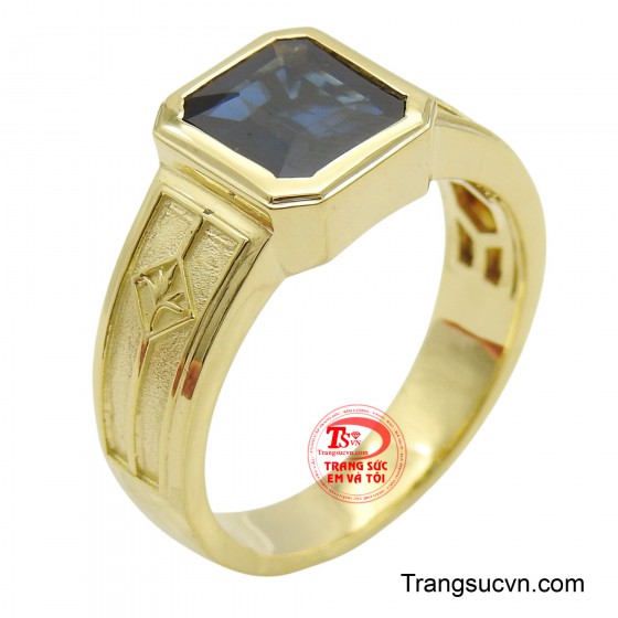 Nhẫn nam vàng 18k gắn đá Sapphire