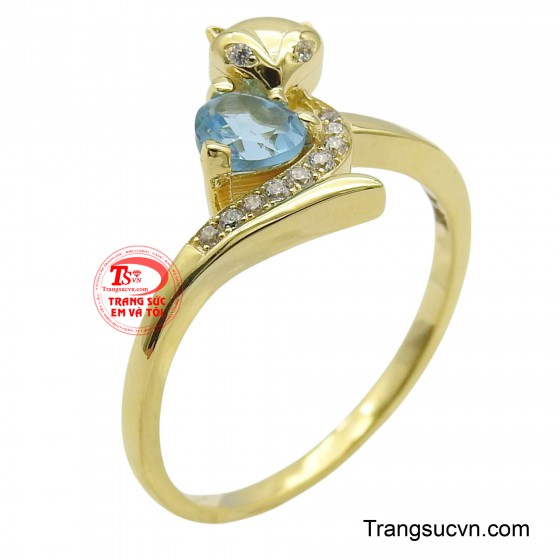 Nhẫn nữ vàng 10k gắn đá Topaz