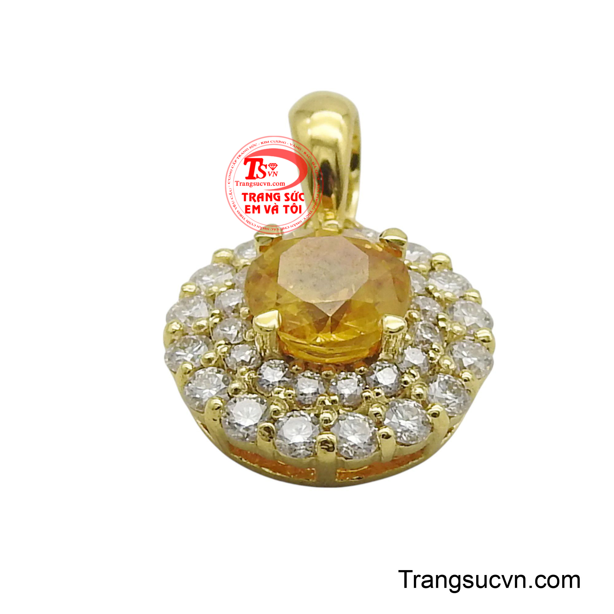 Viên đá sapphire vàng lộng lẫy, được cắt giác tinh xảo, mang đến sắc thái tươi sáng và rực rỡ.