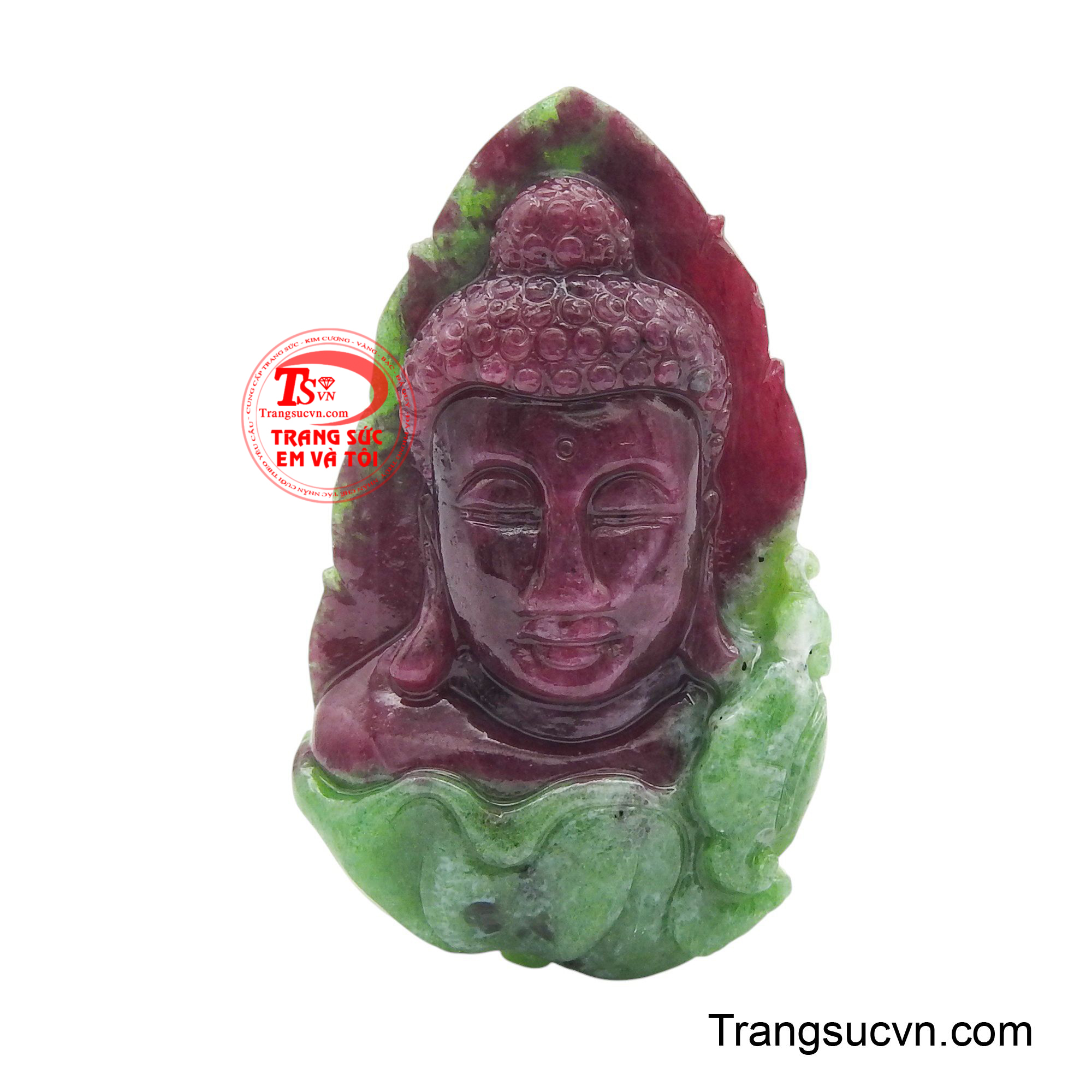 Mặt phật A-Di-Đà đá Ruby được chạm khắc tinh xảo từ khối đá ruby tự nhiên, thể hiện vẻ đẹp thanh tịnh và uy nghiêm.