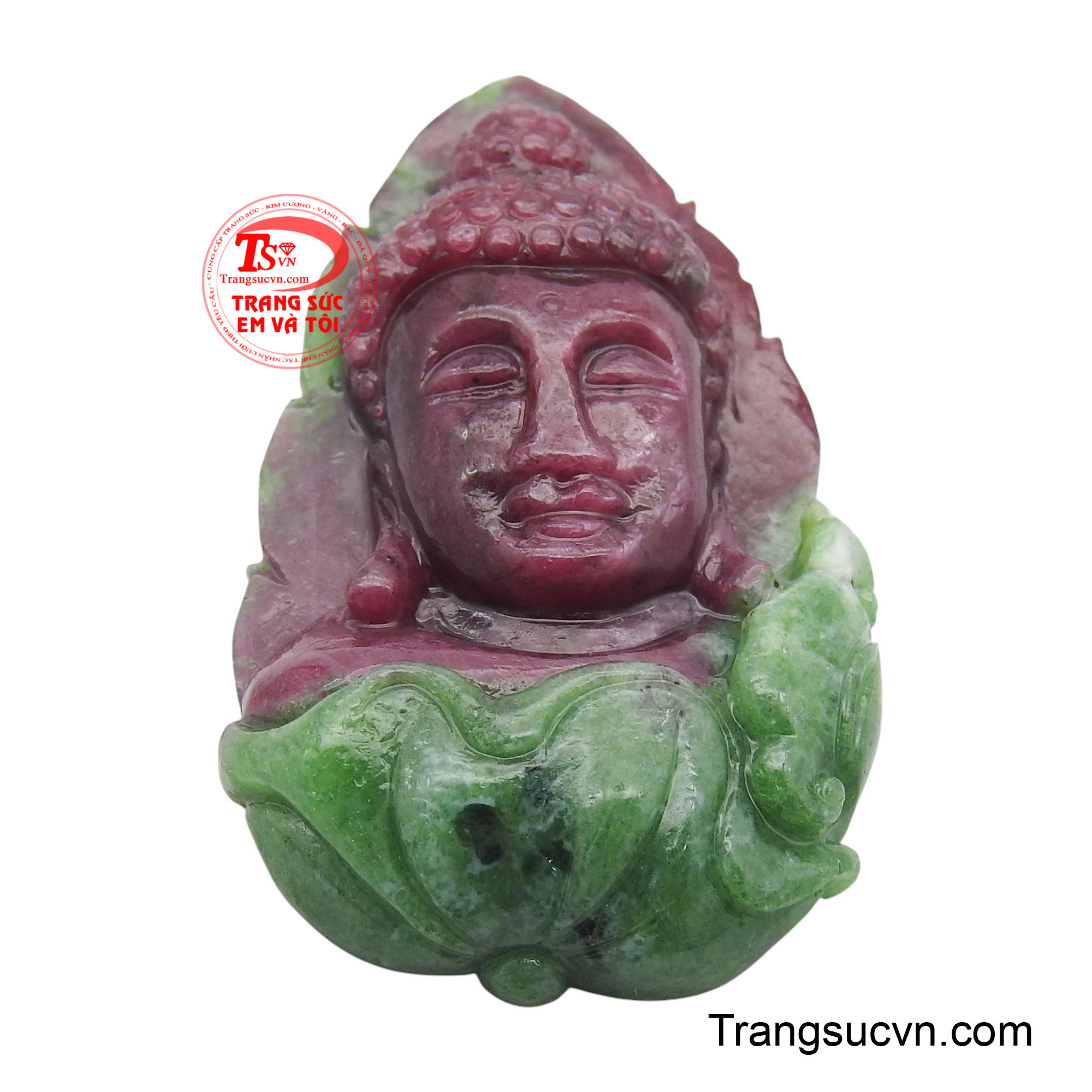 Với sắc đỏ tía đặc trưng của ruby, kết hợp cùng những vân đá tự nhiên màu xanh lá cây hoặc trắng, tạo nên một tác phẩm độc đáo.