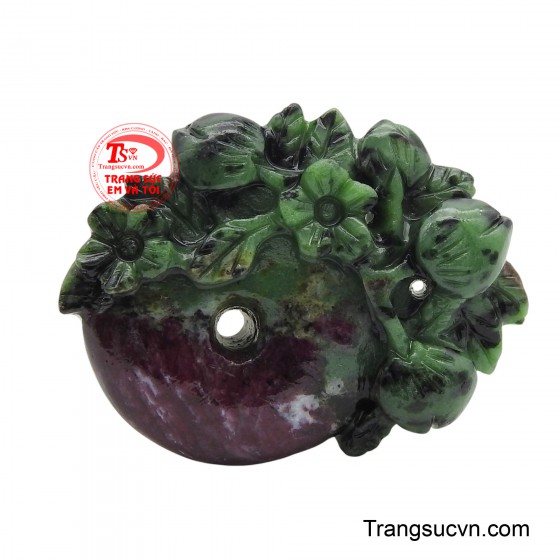 Mặt Ruby chạm khắc hoa lá tự nhiên