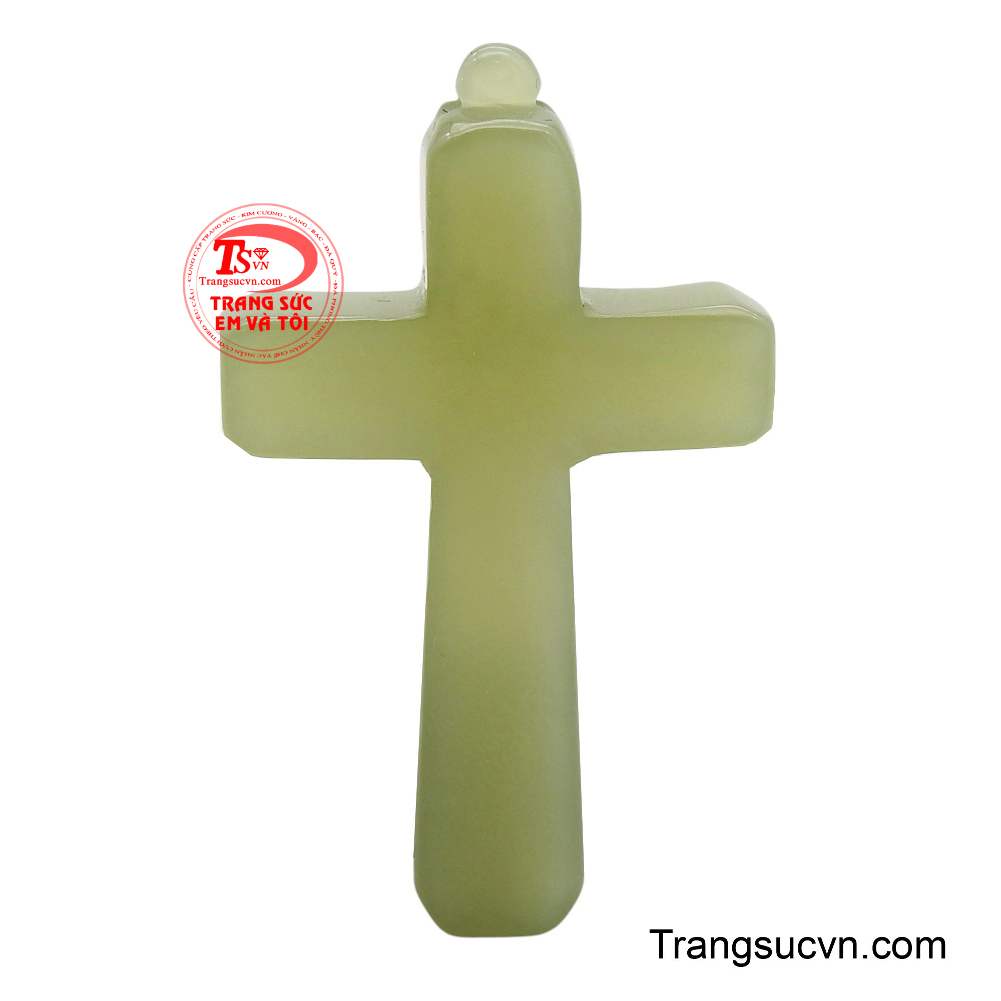 Mặt thánh giá Nepherit phước lành được chế tác từ ngọc Nepherit tự nhiên, mang sắc xanh lá cây nhạt dịu mát và độ trong mờ đặc trưng.
