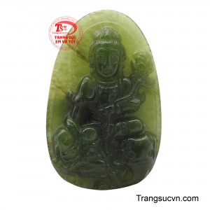 Mặt ngọc tuổi Thìn-tỵ cỡ nhỏ được chế tác từ ngọc nepherit với những đường vân tự nhiên tạo nên vẻ đẹp riêng biệt. 