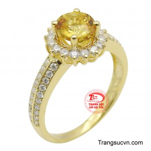 Nhẫn nữ vàng Saphire mệnh Kim