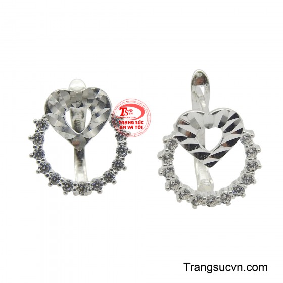 Bông tai bạc trái tim yêu thương