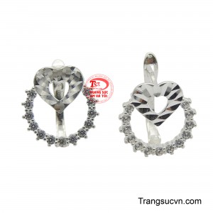 Bông tai bạc trái tim yêu thương