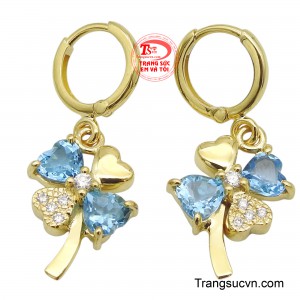 Hoa tai vàng 14K gắn đá Topaz