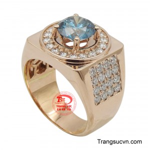 Nhẫn nam kim cương xanh tự nhiên