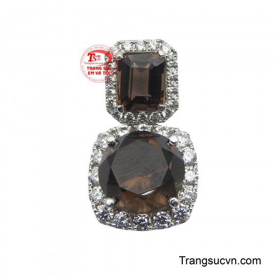 Mặt dây nữ thạch anh khói