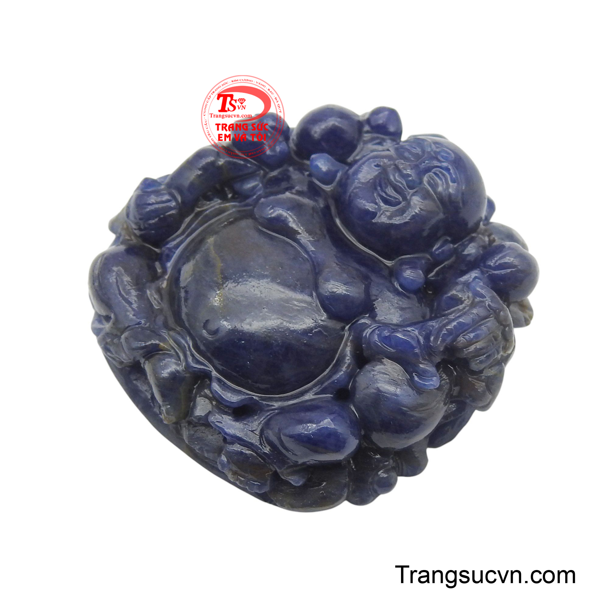 Sapphire, viên đá của sự thanh tịnh và trí tuệ, càng làm tôn lên vẻ đẹp và ý nghĩa sâu sắc của Đức Phật Di Lặc.