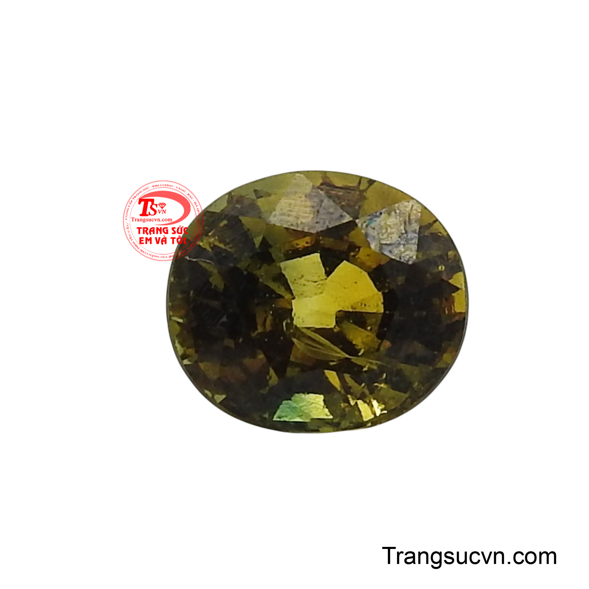 Viên Sapphire vàng huyền bí với sắc màu vàng đậm pha chút ánh xanh lục, toát lên vẻ đẹp bí ẩn và lôi cuốn khó cưỡng.