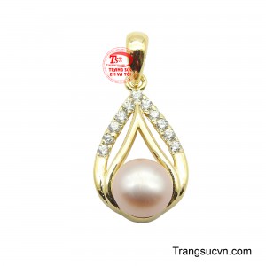 Mặt dây nữ vàng 14K gắn ngọc trai