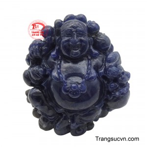 Mặt Phật cười đá sapphiređược điêu khắc tinh xảo từ đá sapphire tự nhiên, mang một sắc xanh lam đậm đà và lấp lánh.