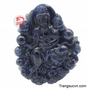 Mặt quan âm sapphire lam