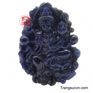Mặt Sapphire thiên nhiên Quan Âm