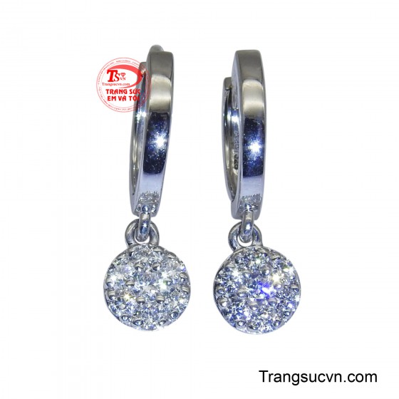 Hoa tai vàng trắng 18K nữ tính