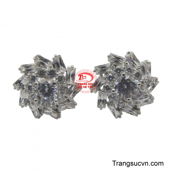 Hoa tai ý vàng trắng 18K