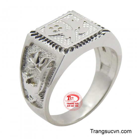 Nhẫn nam vàng trắng 18K ấn tượng