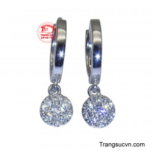 Hoa tai vàng trắng 18K nữ tính