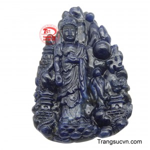 Viên đá sapphire mang gam màu xanh lam đặc trưng, tượng trưng cho trí tuệ và sự tĩnh lặng.