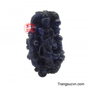 Mặt dây Quan Âm sapphire thiên nhiên đẹp