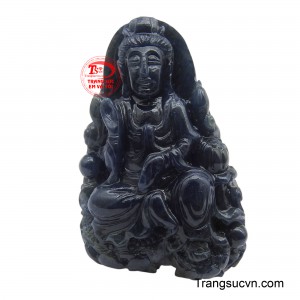 Mặt dây Sapphire thiên nhiên Quan Âm từ bi