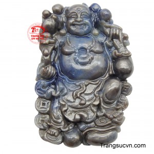 Tượng phật khắc họa hình ảnh Phật Di Lặc với nụ cười hoan hỉ, bụng tròn, tượng trưng cho sự vui vẻ, may mắn và tài lộc.