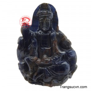 Mặt Phật Bà Quan Âm an lạc đá Sapphire