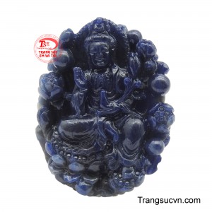 Mặt Phật Quan Âm sapphire thiên nhiên đẹp