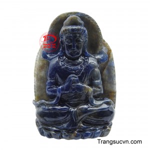 Mặt Phật Quan Âm từ bi Sapphire thiên nhiên