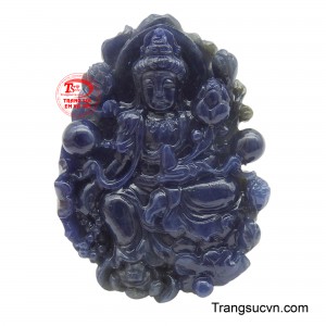 Mặt Sapphire thiên nhiên Quan Âm