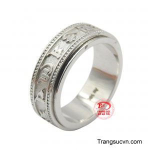 Nhẫn nam vàng trắng 14K cuốn hút