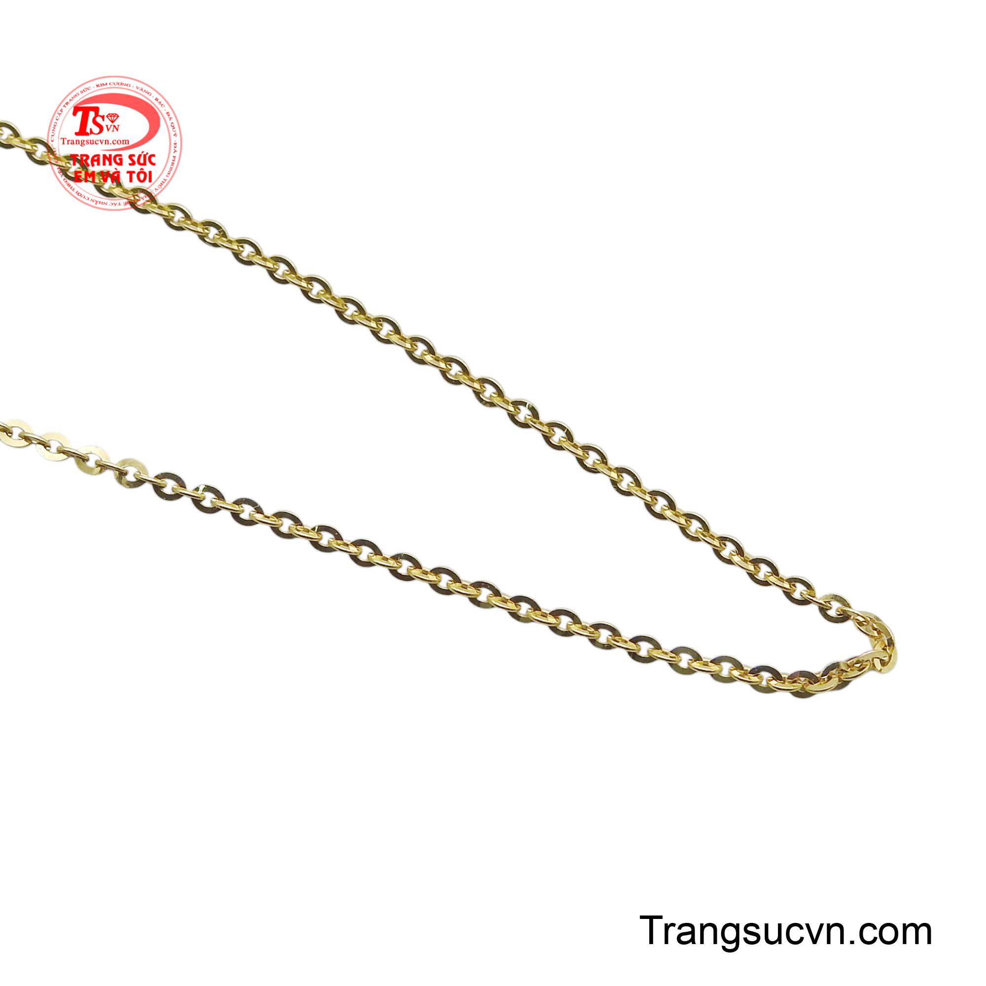 Với chất liệu vàng 18K lấp lánh, chiếc dây chuyền ôm lấy cổ, tôn lên vẻ đẹp thanh thoát, quý phái của người phụ nữ.