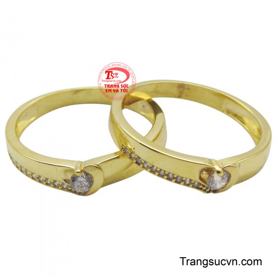 Nhẫn cưới vàng 10K gắn kết yêu thương