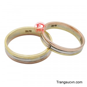 Nhẫn cưới vàng 14K son sắc