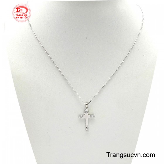 Bộ thánh giá vàng trắng 10K