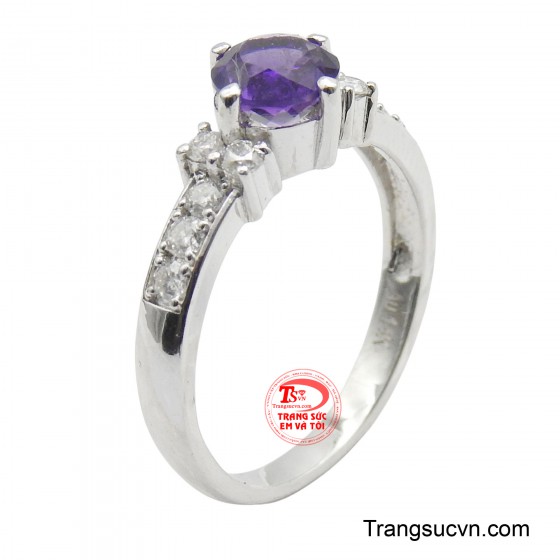Nhẫn nữ thạch anh tím vàng 14K