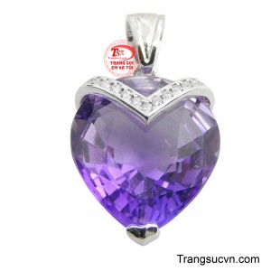 Mặt nữ thạch anh tím vàng 18K