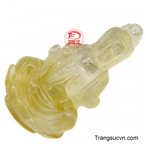 Hình ảnh Phật Bà với khuôn mặt từ bi và tư thế an lạc trên đài sen được chạm khắc tinh xảo, tượng trưng cho sự cứu rỗi và lòng nhân từ vô bờ bến.