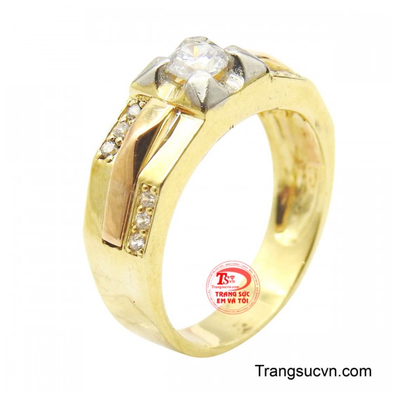 Nhẫn nam vàng tây 18k tinh tế