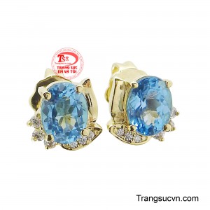 Từng viên Topaz xanh được tuyển chọn kỹ lưỡng, sở hữu sắc xanh dịu mát như bầu trời mùa thu, giúp tôn lên nét thanh tao và khí chất sang trọng cho người đeo. 