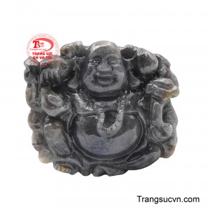 Mặt phật di lặc vượng phúc được chọn từ sapphire ánh sáng cao, vân đá rõ ràng, mang sắc xanh phúc khí. 