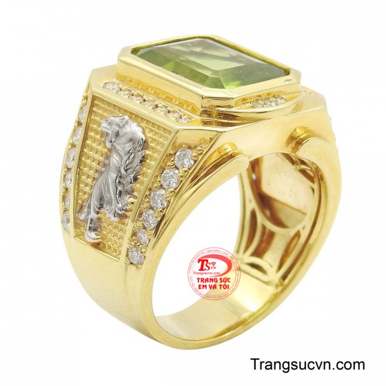 Nhẫn nam vàng tây Peridot phong cách