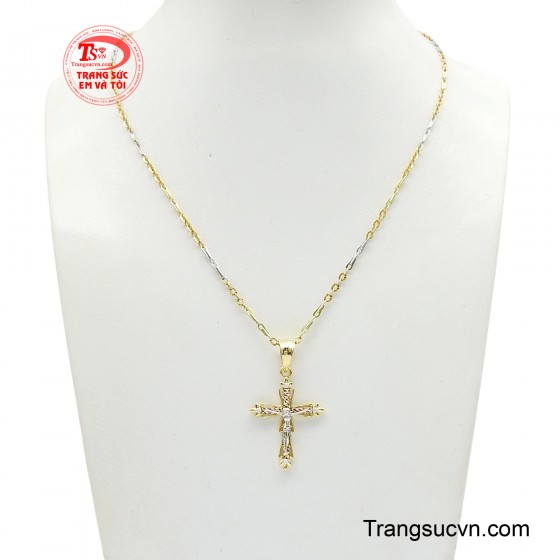 Bộ dây chuyền thánh giá vàng ban phước