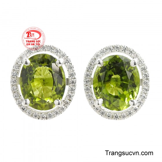 Hoa Tai Bạc Peridot Hoàng Gia