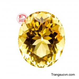 Viên Thạch Anh Vàng Hoàng Kim sở hữu sắc vàng rực rỡ gợi lên vẻ đẹp sang trọng và đầy sức sống.