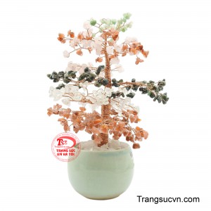 Cây phong thuỷ đa sắc màu là tác phẩm nghệ thuật độc đáo được kết hợp từ nhiều loại đá tự nhiên với những gam màu hài hòa và nổi bật.