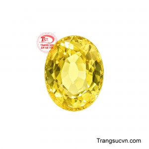 Viên Sapphire Kim Ngọc sở hữu sắc vàng rạng rỡ, mang vẻ đẹp sang trọng và cuốn hút như ánh nắng vàng óng. 